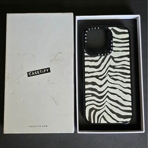 iPhone 16 Pro Casetify Zebra Stripe Clear Black Compact Case Drop Protection